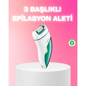 3 in 1 Epilatör Metal Başlıklı IPX5 Su Geçirmez 90 Dakika Şarjlı Epilasyon Cihazı