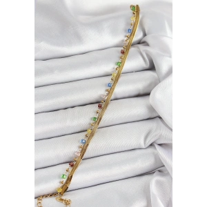 316L Çelik Gold Renk Karışık Renkli Kristal Taşlı Kadın Bileklik