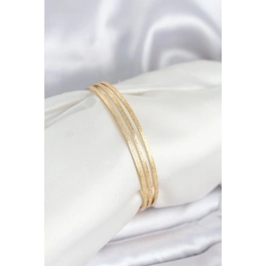 316L Çelik Gold Renk Simli Model Ajda 65 mm Kadın Bileklik