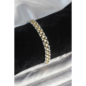 316L Çelik Gold ve Gümüş Renk 7 mm Kalınlık Erkek Bileklik