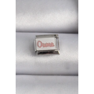 316L Çelik Gümüş Renk Beyaz Pembe Ouma İşlemeli Nomination Charm