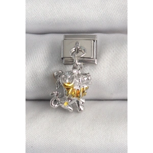 316L Çelik Gümüş Renk Sallantı Aslan Model Nomination Charm