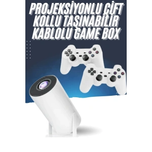 4K Wireless Çift Kollu Kumandalı Oyun Projeksiyonu Retro Video Oyunu