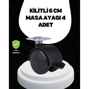 6 cm Kilitli Tekerlek Ayak 4 Adet Sehpa ve Ekipman Uyumlu