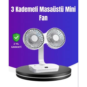 720° Döner Çift Taraflı Masaüstü Vantilatör – USB Şarjlı Sessiz Fan