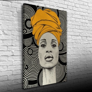 Afrika Yerli Kadın Görseli gri ve siyah Tonlarda Kanvas Tablo 50 x 70