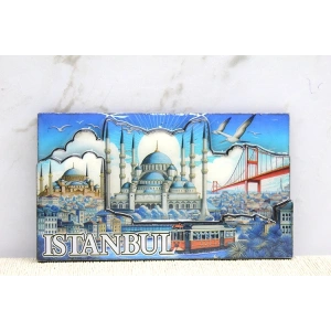 Ahşap İstanbul Temalı Magnet - Model 12