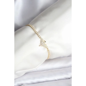 Anka Kuşu Model Zirkon Taşlı Gold Renk Pirinç Su Yolu Kadın Bileklik