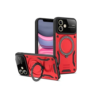 Apple iPhone 11 Kılıf Joy Lens Standlı Kapak - Kırmızı