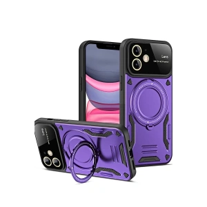 Apple iPhone 11 Kılıf Joy Lens Standlı Kapak - Mor