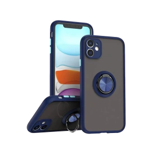 Apple iPhone 11 Kılıf Montreal Yüzüklü Silikon Kapak - Lacivert