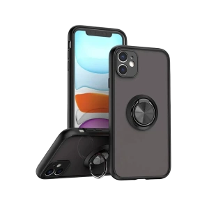 Apple iPhone 11 Kılıf Montreal Yüzüklü Silikon Kapak - Siyah