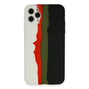 Apple iPhone 11 Pro Kılıf Ebruli Lansman Silikon - Beyaz-Siyah