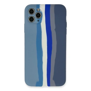 Apple iPhone 11 Pro Kılıf Ebruli Lansman Silikon - Mavi-Gri