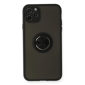 Apple iPhone 11 Pro Kılıf Montreal Yüzüklü Silikon Kapak - Siyah