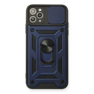 Apple iPhone 11 Pro Kılıf Pars Lens Yüzüklü Silikon - Lacivert