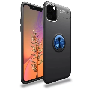 Apple iPhone 11 Pro Kılıf Range Yüzüklü Silikon - Siyah-Mavi