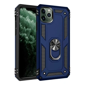 Apple iPhone 11 Pro Kılıf Sofya Yüzüklü Silikon Kapak - Lacivert