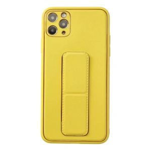 Apple iPhone 11 Pro Max Kılıf Coco Deri Standlı Kapak - Sarı