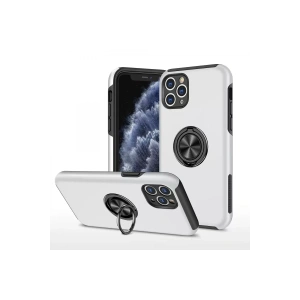 Apple iPhone 11 Pro Max Kılıf Elit Yüzüklü Kapak - Gümüş