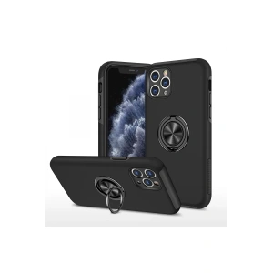 Apple iPhone 11 Pro Max Kılıf Elit Yüzüklü Kapak - Siyah