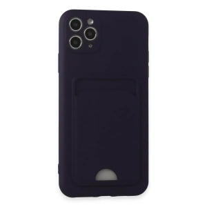 Apple iPhone 11 Pro Max Kılıf Kelvin Kartvizitli Silikon - Derin Mor