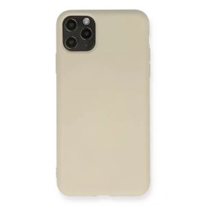 Apple iPhone 11 Pro Max Kılıf Nano içi Kadife Silikon - Bej