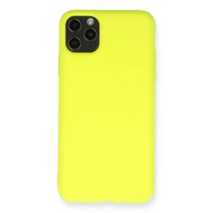 Apple iPhone 11 Pro Max Kılıf Nano içi Kadife Silikon - Sarı