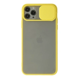 Apple iPhone 11 Pro Max Kılıf Palm Buzlu Kamera Sürgülü Silikon - Sarı