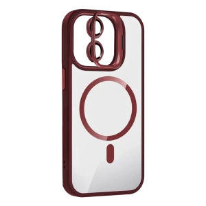 Apple iPhone 11 Remim Lensli Magsafe Standlı Kapak - Bordo