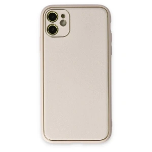 Apple iPhone 12 Kılıf Coco Deri Silikon Kapak - Beyaz