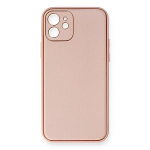 Apple iPhone 12 Kılıf Coco Deri Silikon Kapak - Pembe