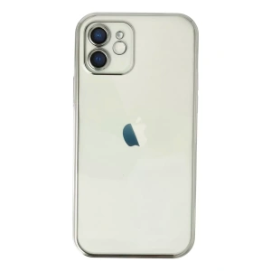 Apple iPhone 12 Kılıf Lensli Silikon - Gümüş
