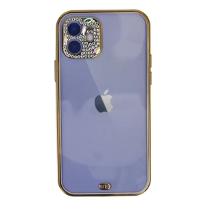 Apple iPhone 12 Kılıf Liva Taşlı Silikon - Mor