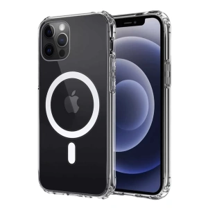 Apple iPhone 12 Kılıf Magneticsafe Şeffaf Silikon - Şeffaf