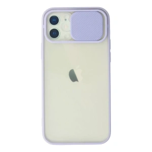Apple iPhone 12 Kılıf Palm Buzlu Kamera Sürgülü Silikon - Lila
