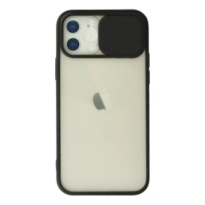Apple iPhone 12 Kılıf Palm Buzlu Kamera Sürgülü Silikon - Siyah
