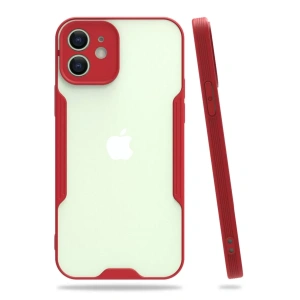 Apple iPhone 12 Kılıf Platin Silikon - Kırmızı
