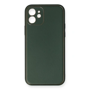 Apple iPhone 12 Mini Kılıf Coco Deri Silikon Kapak - Yeşil