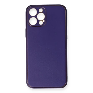 Apple iPhone 12 Pro Kılıf Coco Deri Silikon Kapak - Mor