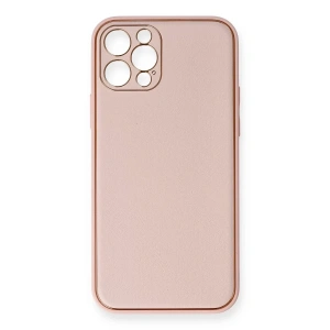 Apple iPhone 12 Pro Kılıf Coco Deri Silikon Kapak - Pembe