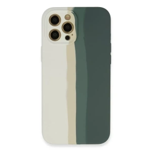 Apple iPhone 12 Pro Kılıf Ebruli Lansman Silikon - Beyaz-Gri