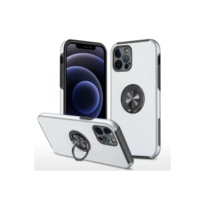 Apple iPhone 12 Pro Kılıf Elit Yüzüklü Kapak - Gümüş