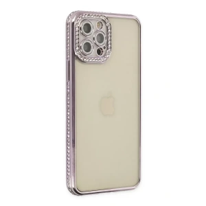 Apple iPhone 12 Pro Kılıf Joke Taşlı Silikon - Mor