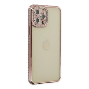 Apple iPhone 12 Pro Kılıf Joke Taşlı Silikon - Pembe