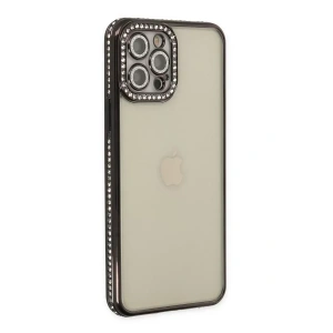 Apple iPhone 12 Pro Kılıf Joke Taşlı Silikon - Siyah