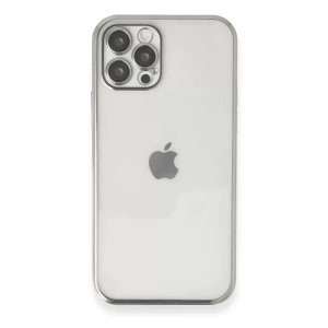 Apple iPhone 12 Pro Kılıf Lensli Silikon - Gümüş