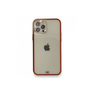 Apple iPhone 12 Pro Kılıf Liva Taşlı Silikon - Kırmızı