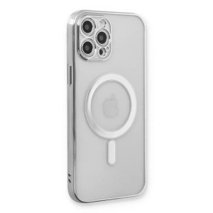 Apple iPhone 12 Pro Kılıf Magneticsafe Lazer Silikon - Gümüş