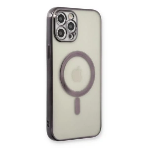 Apple iPhone 12 Pro Kılıf Magneticsafe Lazer Silikon - Siyah
